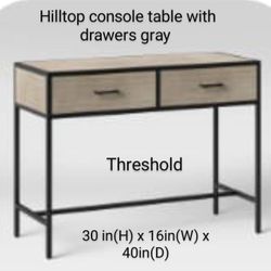Brand New  Threshold Hilltop Console Table With Drawers Gray Wash