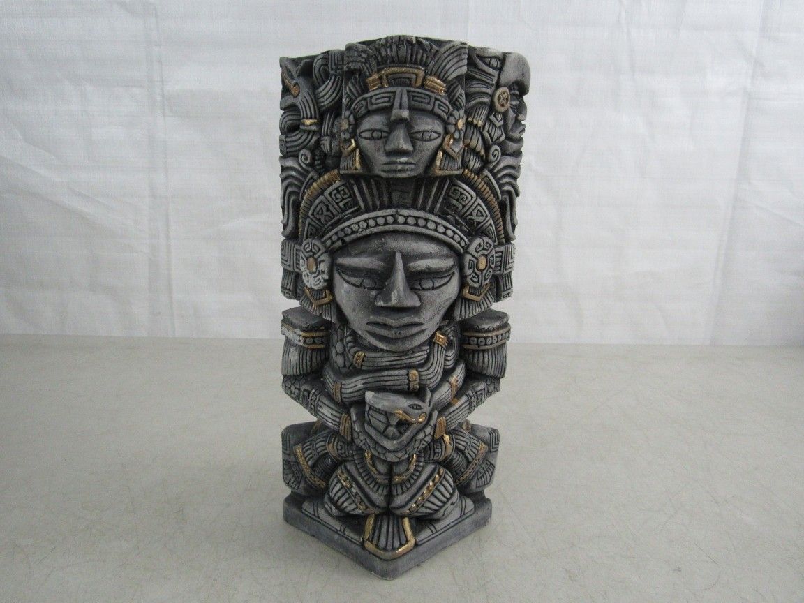 Inca Mayan Aztec Stone/Mortar Tribal Totem Sculpture 9" Tall