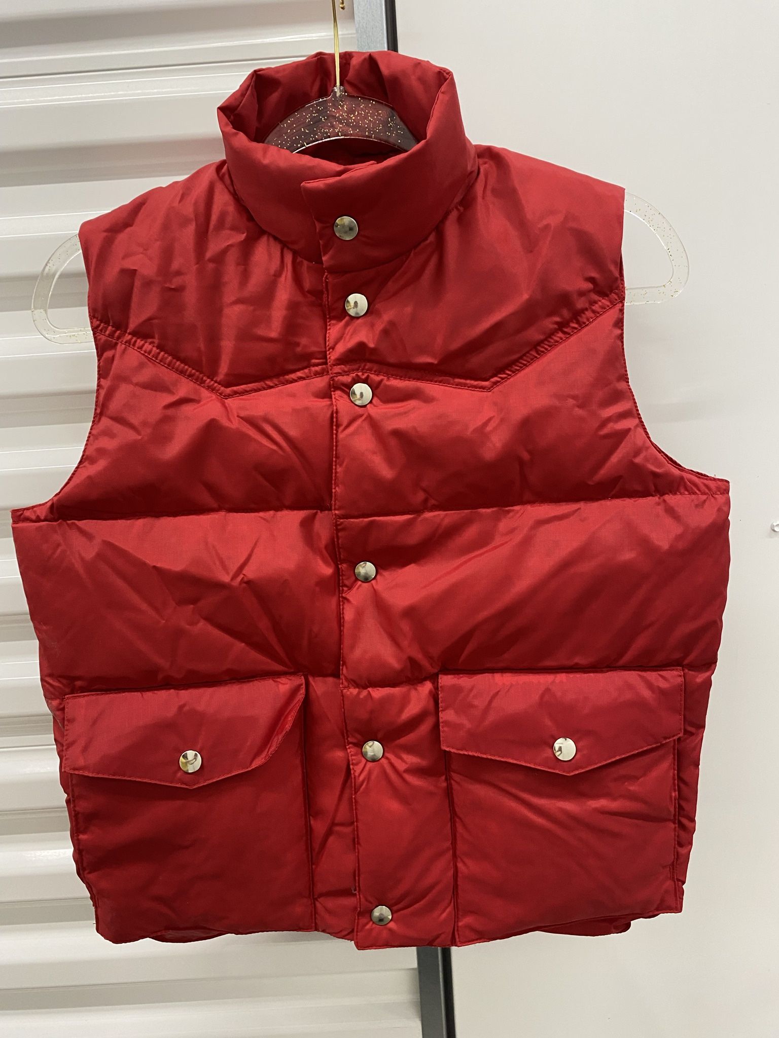 Vintage Red Down Feather Snap puffer Vest