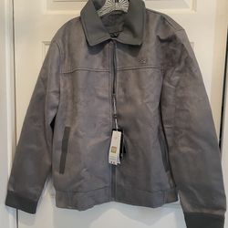 Superlative fashion leather jacket- large - bomber jacket - gray - unisex