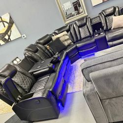 Black Recliner Sectional Sofa 