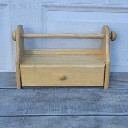 Pomerantz Solid Wood Hanging/Free Standing Shelf Drawer & Towel Bar Thailand 16”