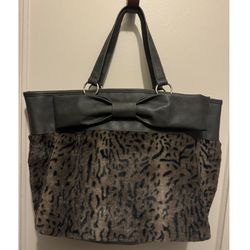 Paris Hilton Faux Fur & Faux Leather Grey And Brown Animal Print Purse/Tote  Whitestone/Flushing, Queens or Downtown Manhattan pickup Cash only