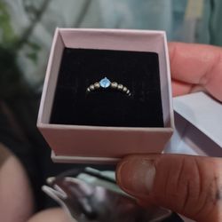 Pandora Promise Ring W/ Aquamarine Stone.