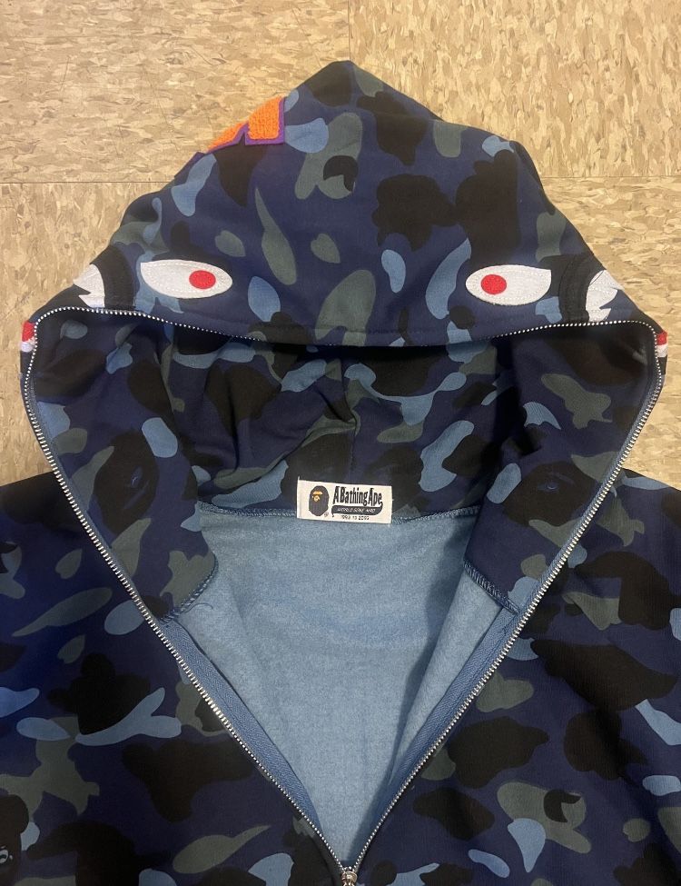 Blue bape hoodie camo hot sale