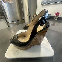 Louboutins Black Leather Wedges Size 37 Firm Price 