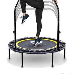 Tribes Foldable Mini Trampoline for Adults and Kids, Rebounder with Adjustable Bar and Nonslip Feet, 330lbs Max Capacity, Indoor Outdoor Fitness Equip