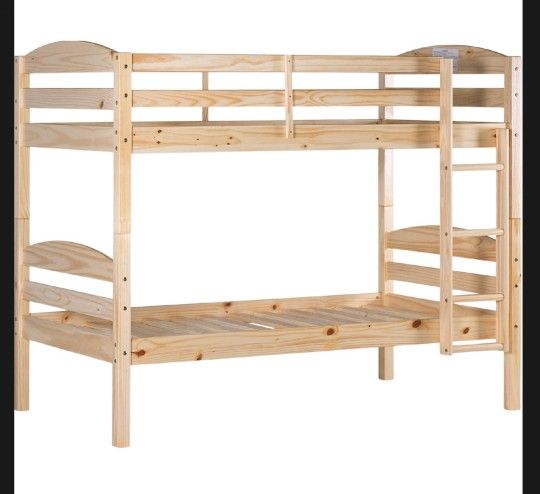 Twin over Twin Wood Bunk Bed in Natural Finish(New In Box)