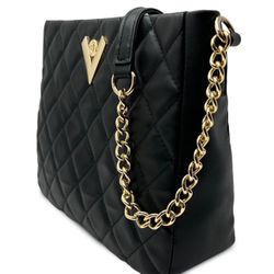 Valentino Orlandi Black Quilted Vegan Leather Bag