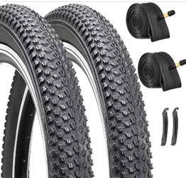 Hycline 2-Pack Mountain Bike Tires Set: 20 inch Folding Replacement High-Performance Wear-Resistant Bicycle Tires and Pair Inner Tubes with Tire Lever