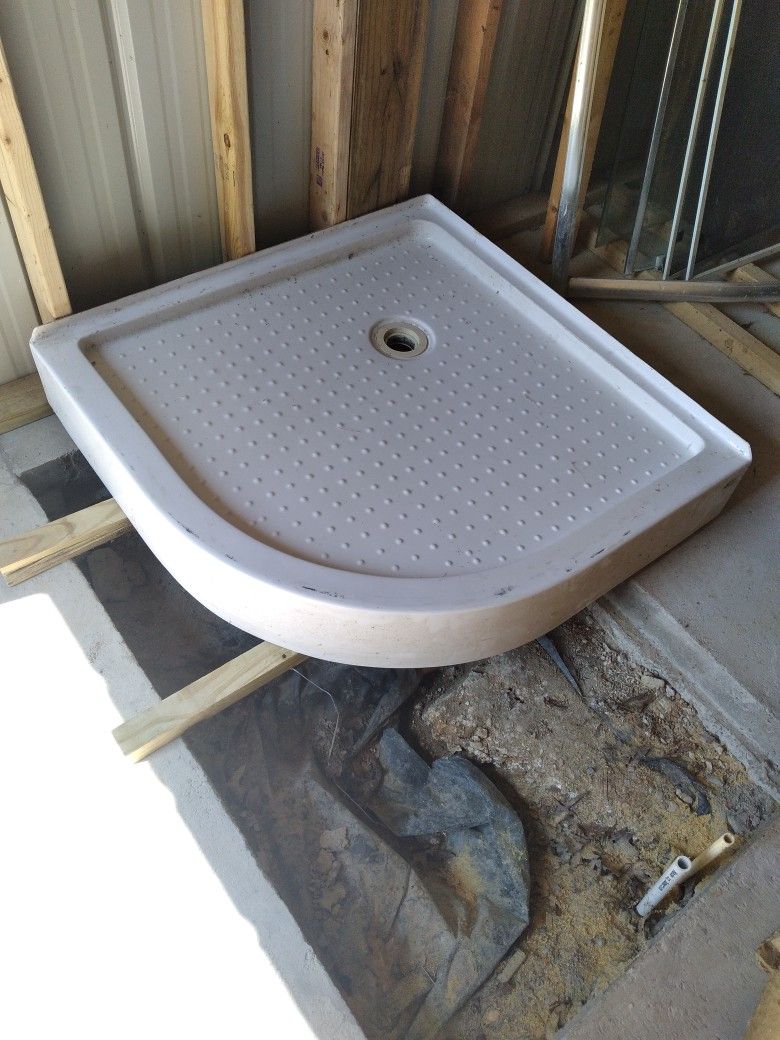 Stand Up Shower Unit Fits In Corner.