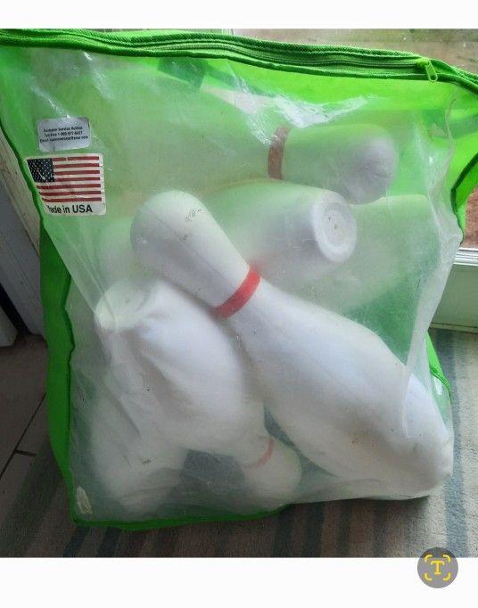 Kids plastic 17" tall bowling set - $15