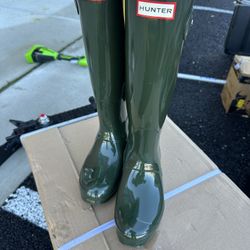 Hunter Women's Original Tall Back Adjustable Rain Boots, Navy,5 M US