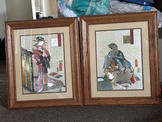 Japanese prints in oak frames