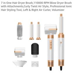 NEW 7 IN ONE HAIR DRYER BRUSH WITH ATTACHMENTS