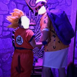 Dragon Ball Z Halloween Costumes – Goku & Master Roshi Set (Wig Included)