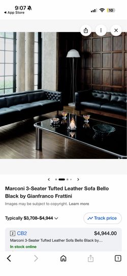 CB2 Mid century Leather 3 seater sofa