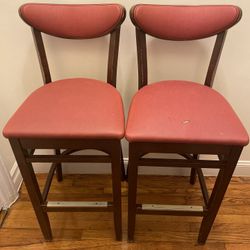 Set Of 2 Red Bar Height Stools