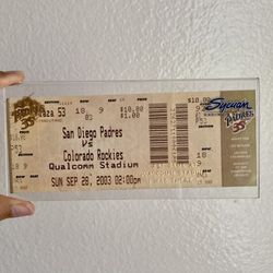 San Diego Padres Last Final Game Ticket Played at Qualcomm Stadium 9/28/2003 