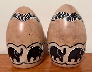 Hand-carved African soapstone bookends