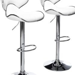 Cushioned Leather Bar Stools Set If 4