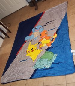 NEW POKÉMON BEDDING REVERSIBLE TWIN COMFORTER PIKACHU CHARMANDER SQUIRTLE BULBASAUR POKEBALL BLANKET