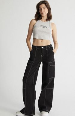 Pacsun Black Low Rise Puddle Cargo Pants 