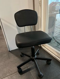 Black Leather Office Chair with Wheels