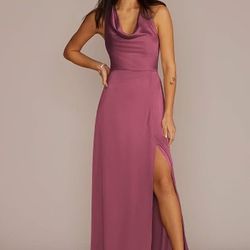 Charmeuse Sleeveless Cowl Bridesmaid Dress