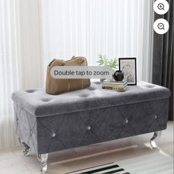 Glam Velour Ottoman Storage~ PRICE Just Reduced! 