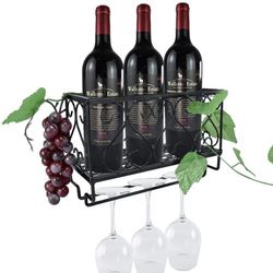 Iron Hanging Wine Rack with Inverted Glass Rack - BRAND NEW