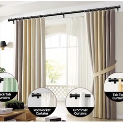 New Adjustable Black Curtain Rod 32”–144”