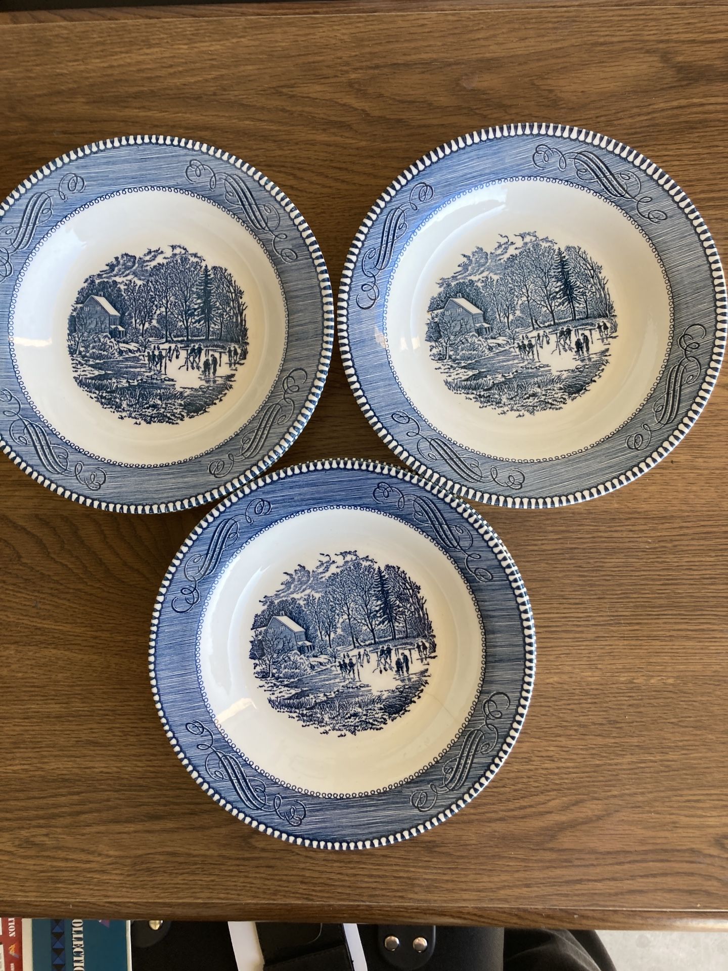Set of 6 – Vintage Porcelain Currier & Ives "Early Winter" Soup Bowl Set by Royal USA, 1(contact info removed)