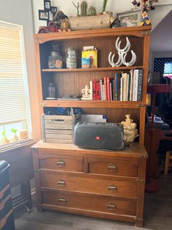 Wood Dresser with Hutch Bookshelf