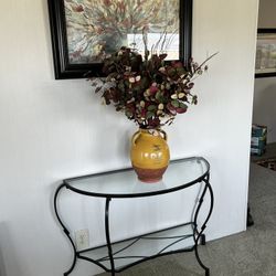 Stylish Glass and Metal Entryway Table