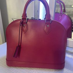 Genuine Authentic Leather Louis Vuitton Alma PM EPI Purse Bag Hot Pink