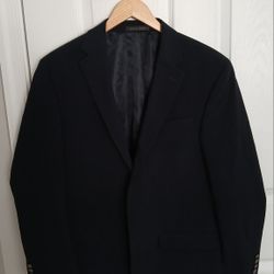 Van Heusen Navy Wool Suit Jacket Size 38R *MISSING BUTTONS*