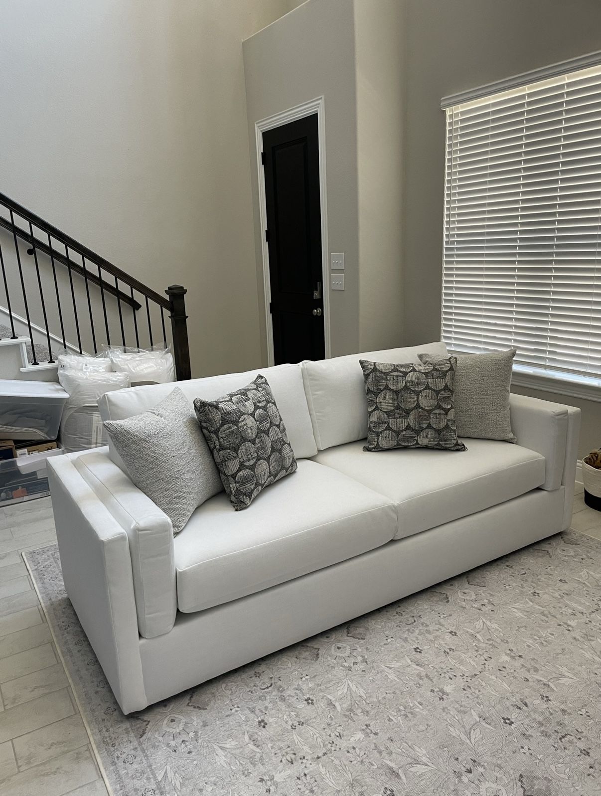 Chenille White Sofa / Couch