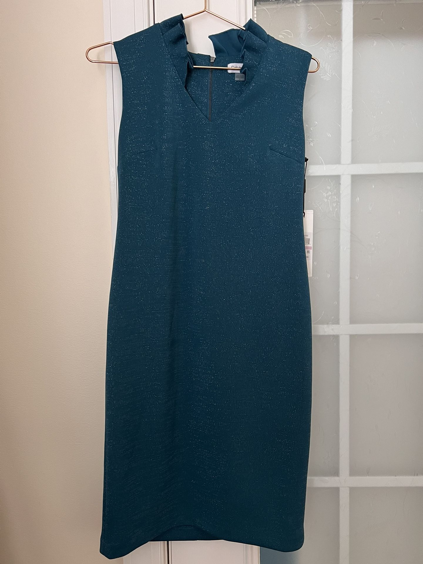 Calvin Klein blue teal Dress Size 6 NWT