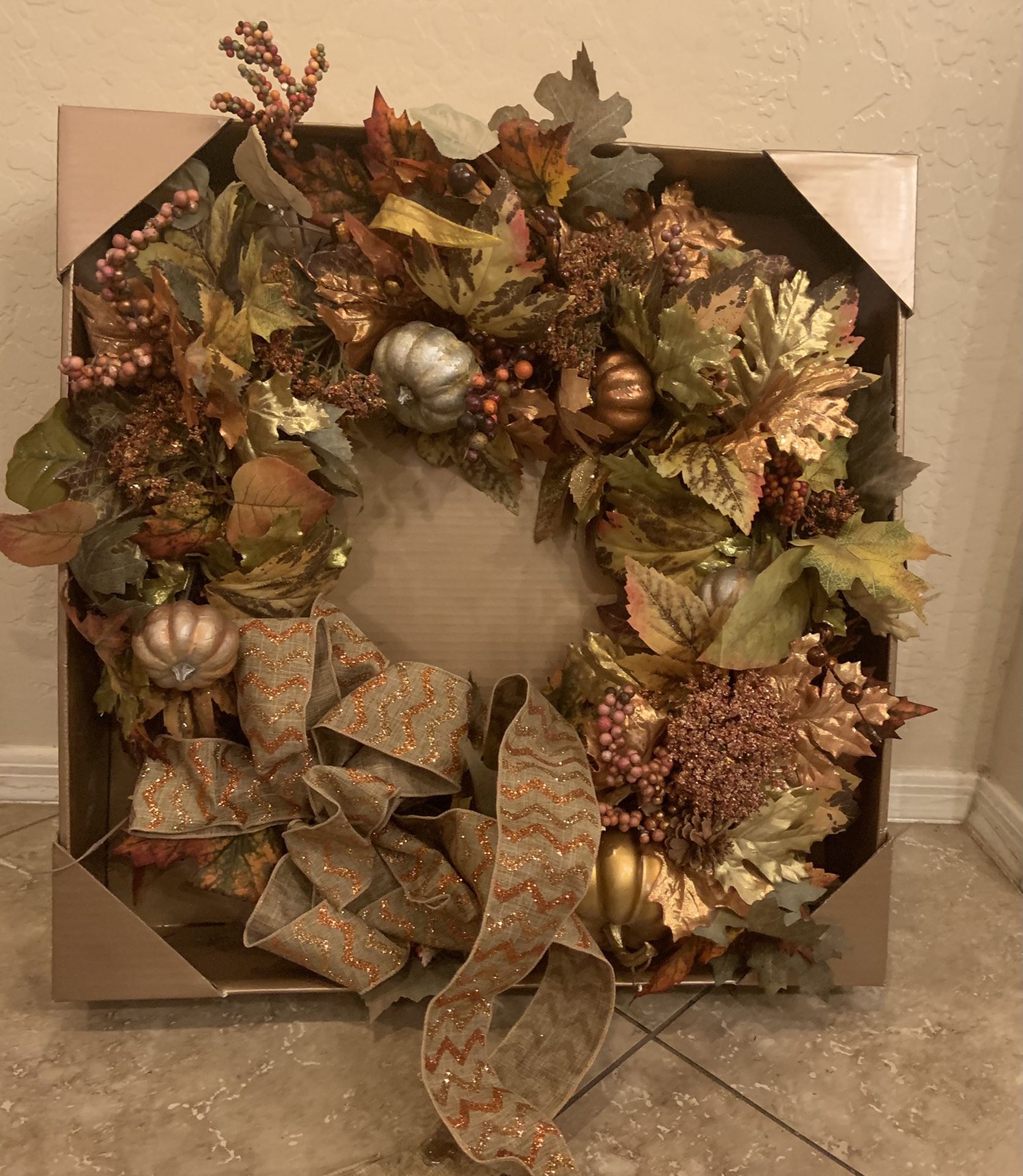 Beautiful fall door wreath like new condition