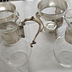 Silver Plated & Glass Pitchers