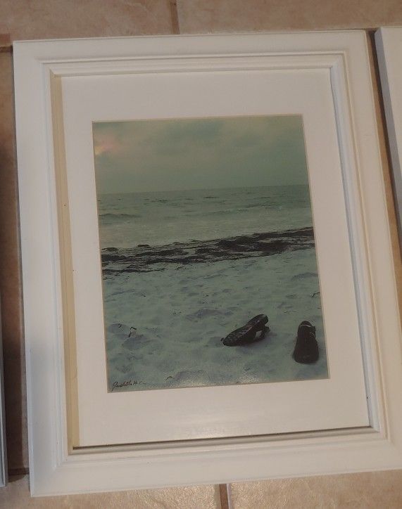 Wood framed Beach Scenes Pictures W/ Glass