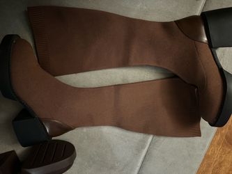 Chocolate brown calf length boots