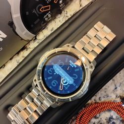 NIXON The Mission SS Smartwatch Stainless Steel 48mm Works Great Android Wear Watch