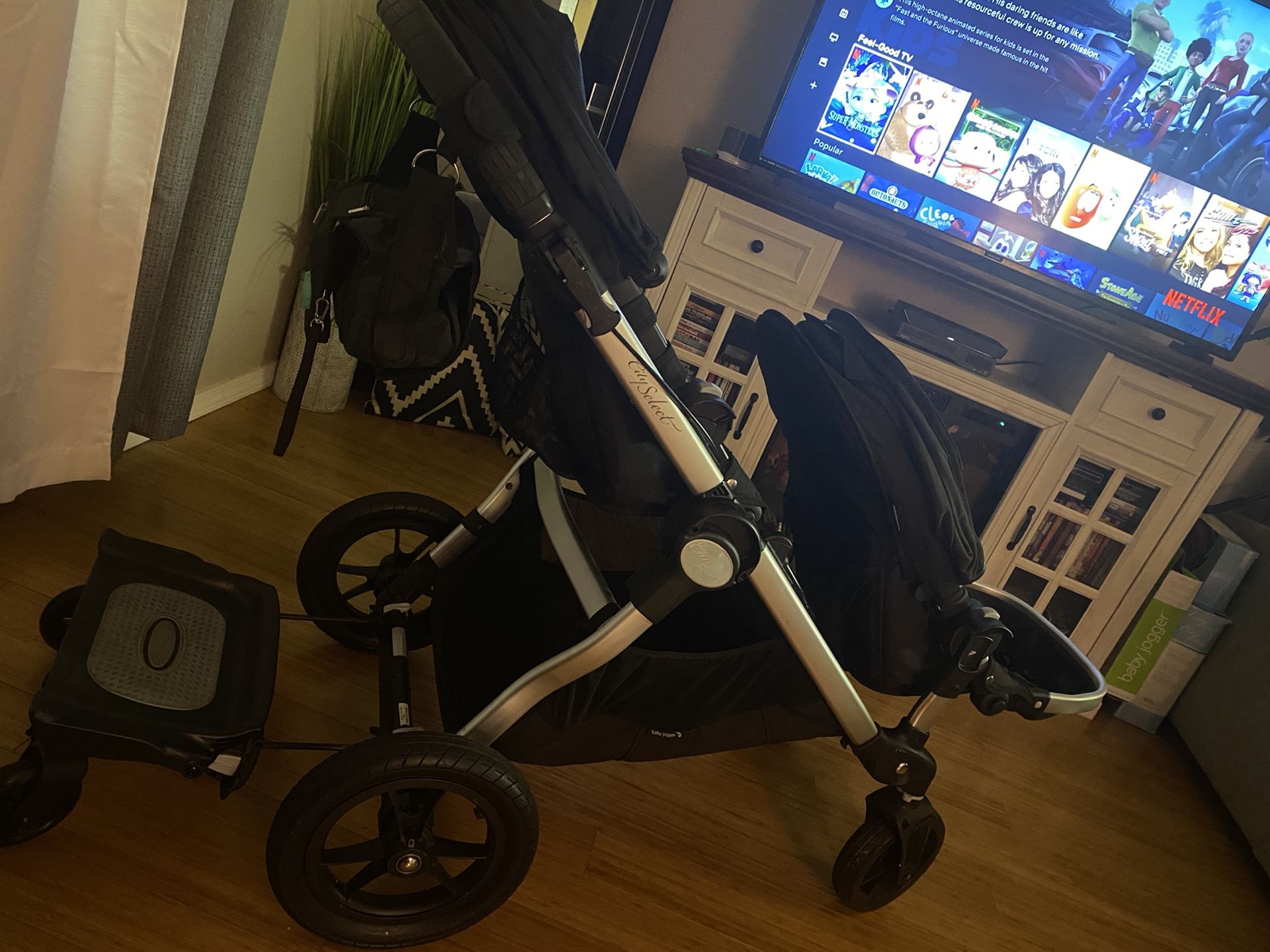 City select double stroller with attachments