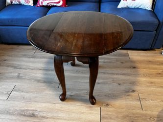 Vintage Solid Wood Drop-Leaf Table with Cabriole Legs