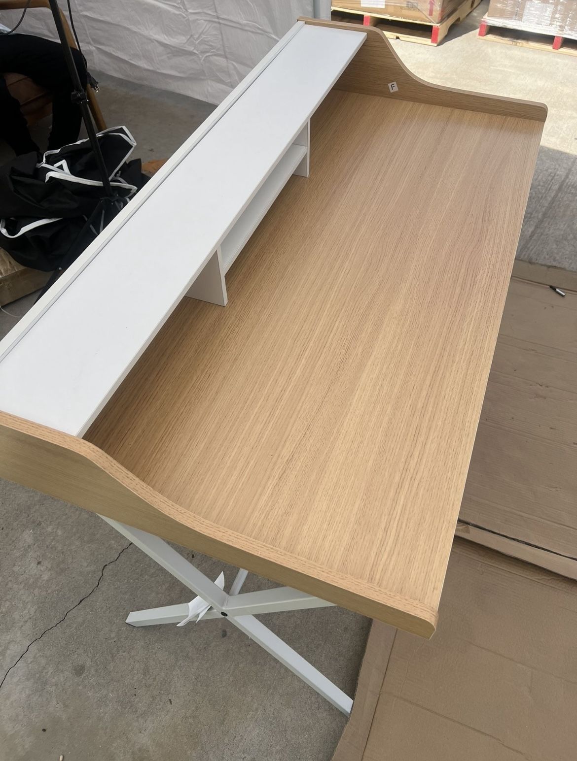 Home Aalto Computer Desk, Oak / White Melamine
