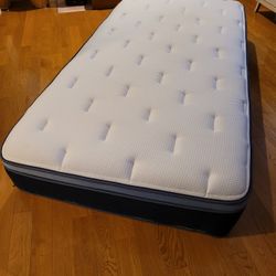 Twin Bed (Mattress And Metal Frame)