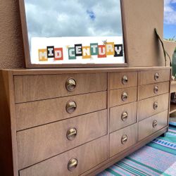 Bedroom Set Dresser Mirror Nightstands Headboard Mid Century Modern Antique Retro MCM vintage