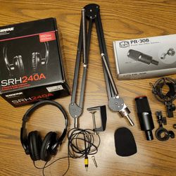 Podcast Studio Kit  - Microphone, Headphones, Shock Mount, Boom Arm, XLR Cable